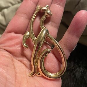 Vintage Gold Cat Figurine Brooch
